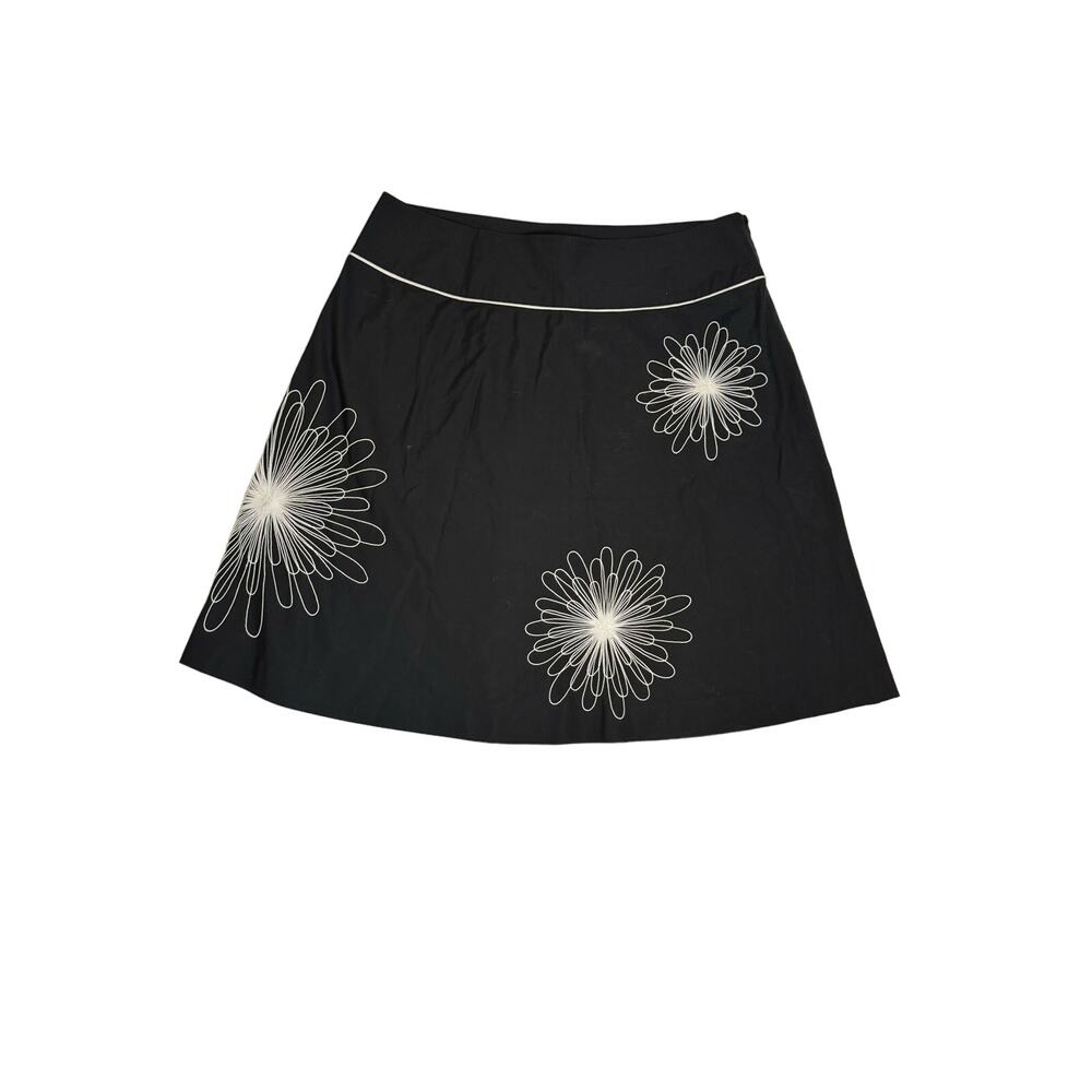Context Aline office 100% cotton black skirt, 3 white flowers, women’s 16W